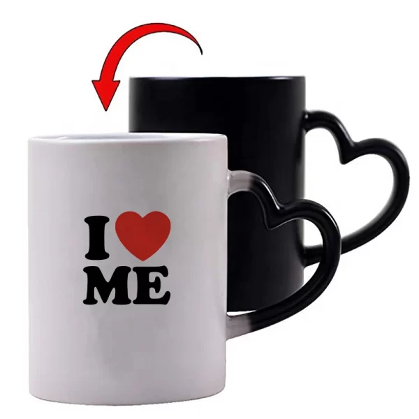 coração alça cor mudando caneca de Alta qualidade personalizado - Image 6